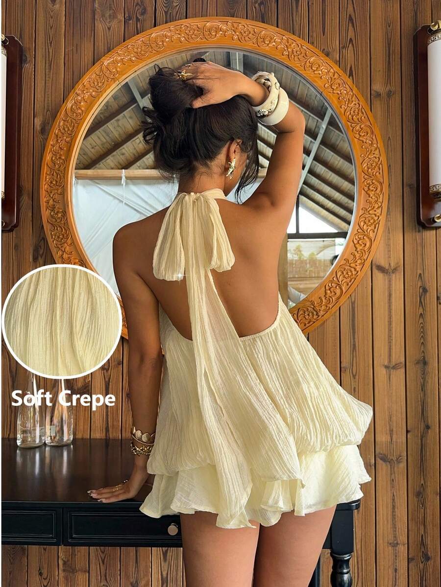 "Sunkissed" Halter Chiffon Bubble Mini Dress