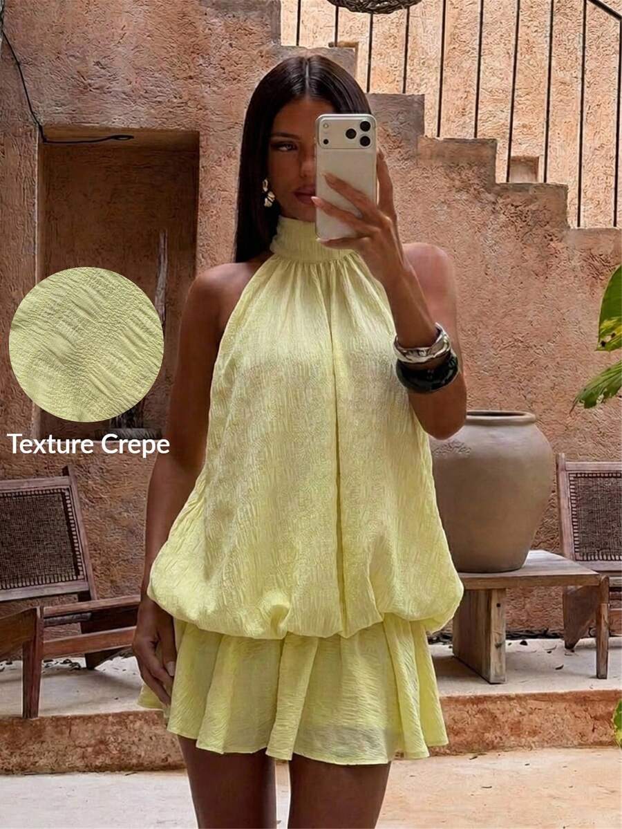 "Sunkissed" Halter Chiffon Bubble Mini Dress